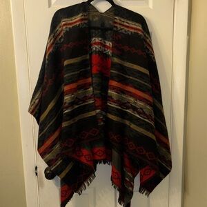 Multicolor Striped Poncho